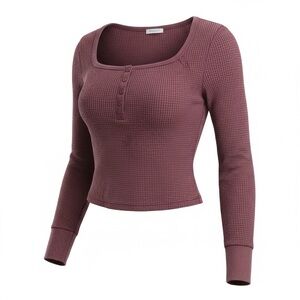 Elegant Maroon Long Sleeve Crop Top